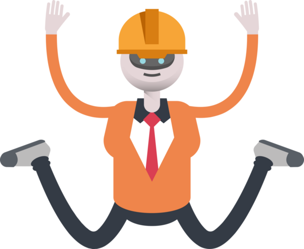 İnsansı Robot Mühendis Karakteri Atlama Çizimi