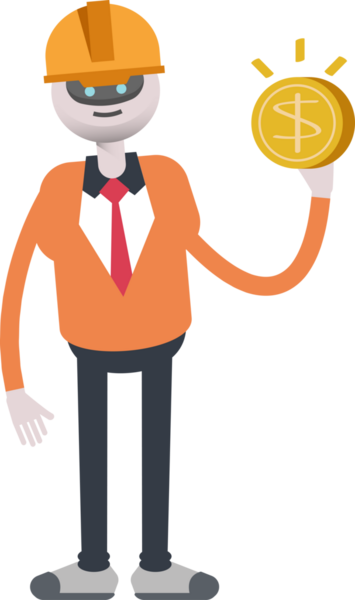 İnsansı Robot Mühendis Karakteri Doları Tutuyor