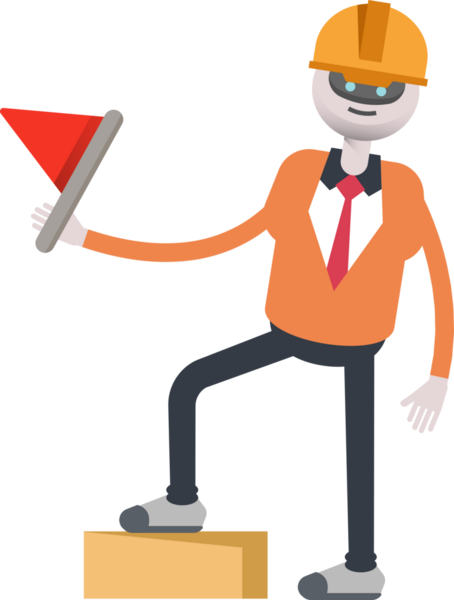 İnsansı Robot Mühendis Karakteri Bayrak Tutuyor