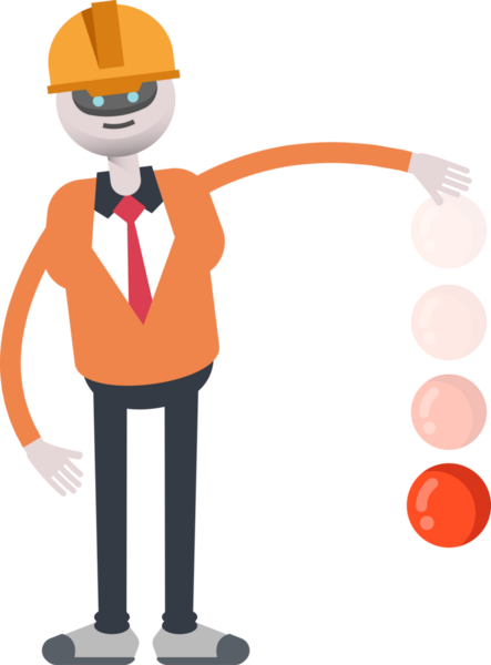 İnsanımsı Robot Mühendis Karakteri Atış Topu