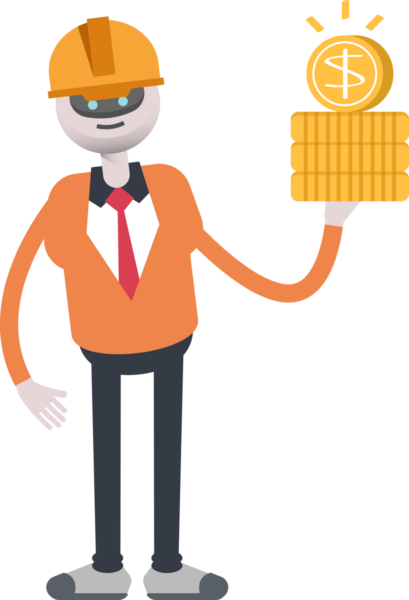 İnsansı Robot Mühendis Karakteri Dolar Tutuyor