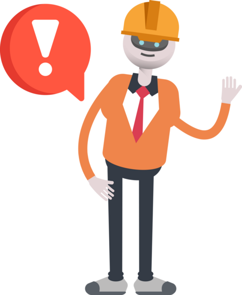 İnsansı Robot Mühendis Karakteri ve Hata İşareti