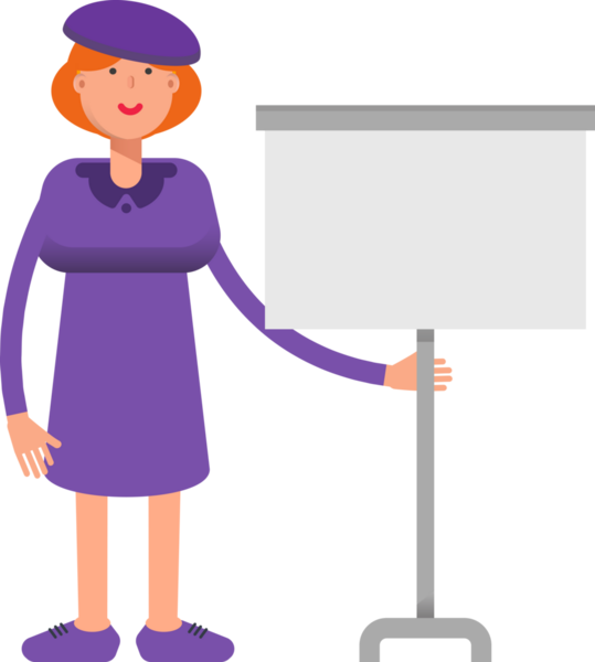 Violet Elbiseli Kız Sunar Whiteboard