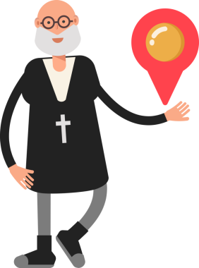 Eski Rahip Karakteri Harita İğnesi Tutuyor