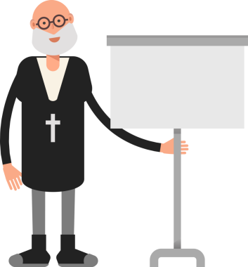 Yaşlı Rahip Karakteri Whiteboard 'u sunar.