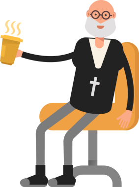 Eski Rahip Karakteri Kahve İçiyor