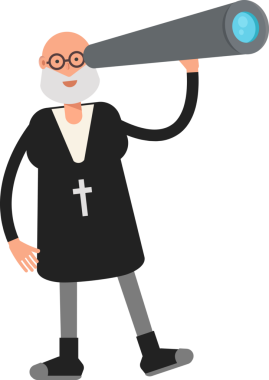 Eski Rahip Karakteri Dürbün Kullanıyor