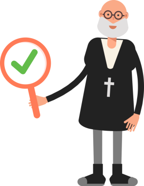 Eski Rahip Karakteri Deneme İşareti Gösteriliyor