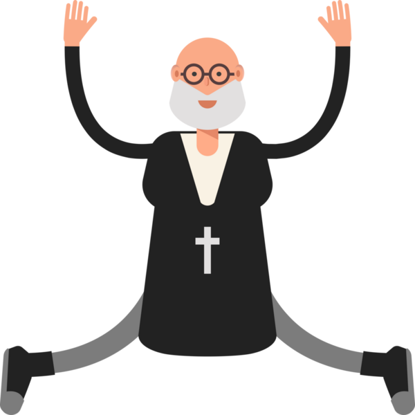 Eski Rahip Karakteri Rahatlatıcı ve Zıplayan Çizimler