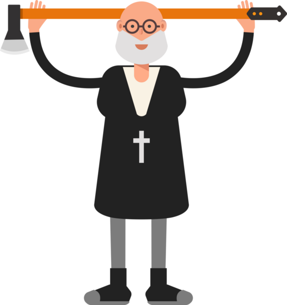 Eski Rahip Karakteri Baltayı Tutarken İllüstrasyon