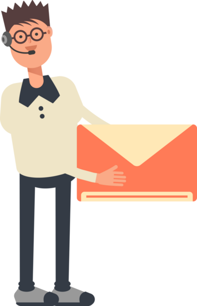 Kulaklık Karakteri Tutucu Posta İllüstrasyonlu Adam