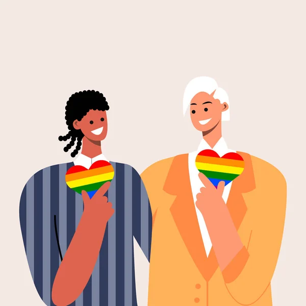 Joyeux câlin de couple gay en costume de mariage. Mariage LGBTQ. Couple homosexuel interracial. Modèle vectoriel pour carte de vœux, carte d'invitation, affiche, dépliant. Eps 10. — Image vectorielle