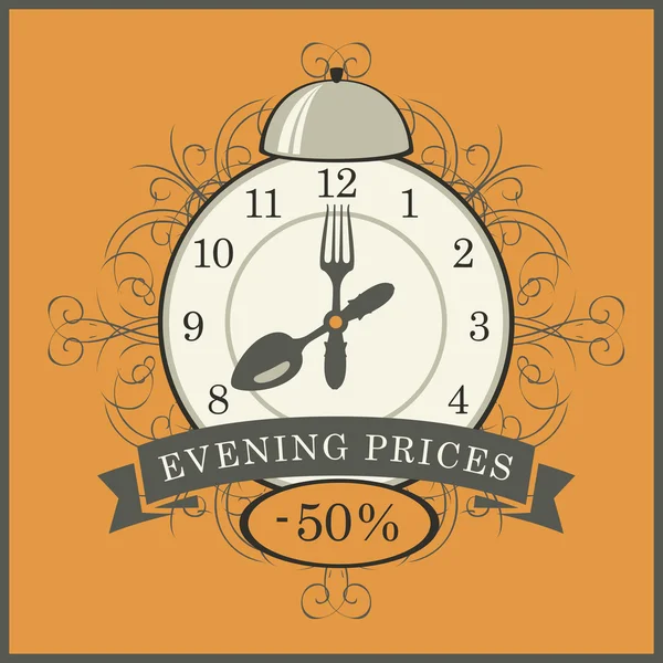 Evening prices in a restaurant — Stock Vector