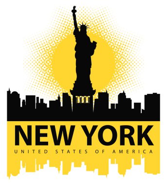 Özgürlük heykeli New York arka plan üzerinde