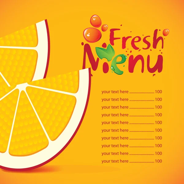 Menu and price for fresh juice — Stock Vector