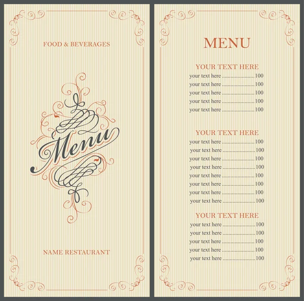 Menu para o restaurante — Vetor de Stock