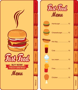 fast food menü