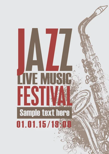 Jazz festival med en saxofon — Stock vektor