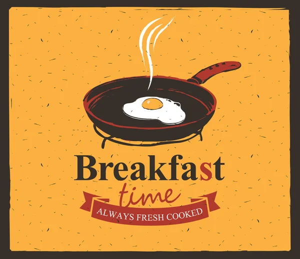 Hora del desayuno con una sartén y huevos fritos — Archivo Imágenes Vectoriales