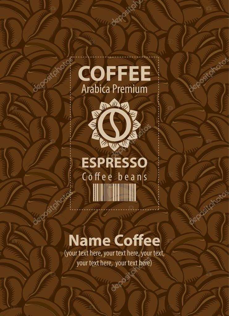 Design labels for coffee beans on the background coffee grains