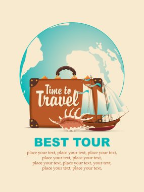 bavul, yelkenli ve kabukları