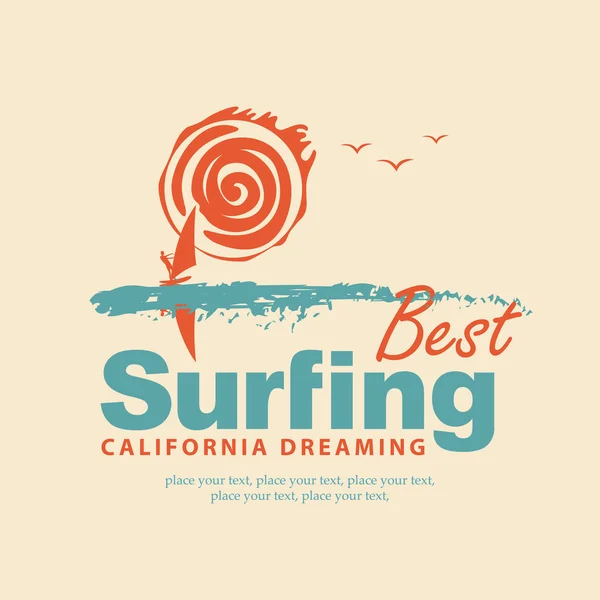 El mejor surf en California — Vector de stock