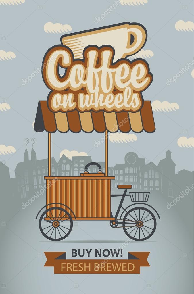 Mobile coffee shop in the old town