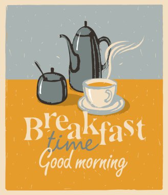 Kahvaltı çay bardağı ve çaydanlık