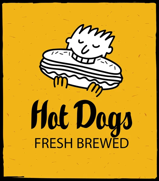 Homme mangeant hot dog — Image vectorielle