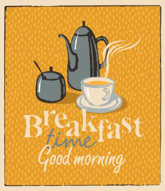 Kahvaltı çay bardağı ve çaydanlık