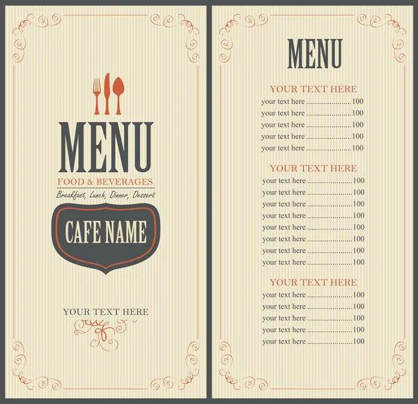 Menu restauracji — Wektor stockowy