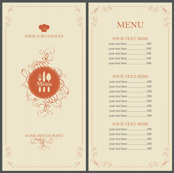 Menu pour le restaurant — Image vectorielle