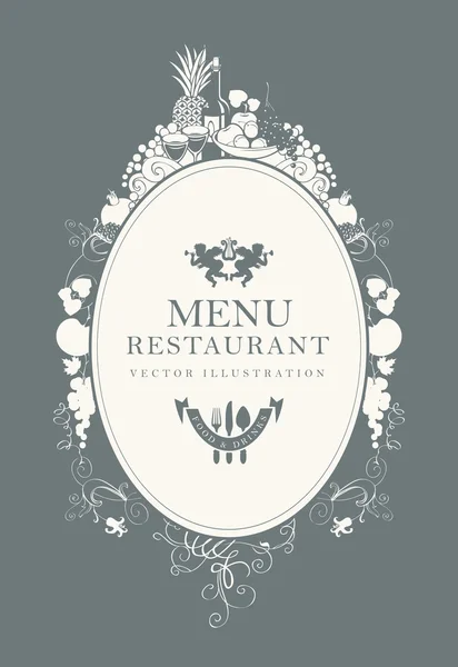 Menu cadre avec ornements floraux — Image vectorielle