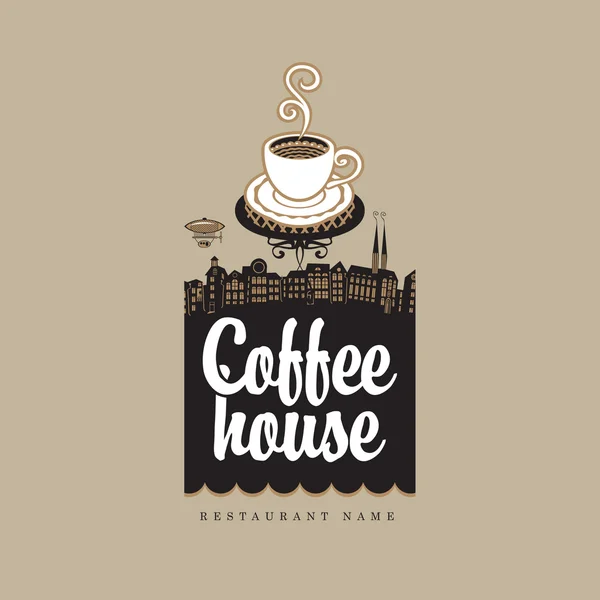 Kaffeehaus mit Tasse — Stockvektor