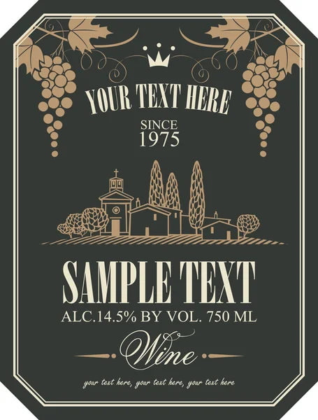 üzüm bağları bir manzara ile şarap etiketi