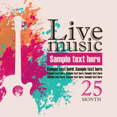 akustik gitar illüstrasyon renk arka plan üzerinde