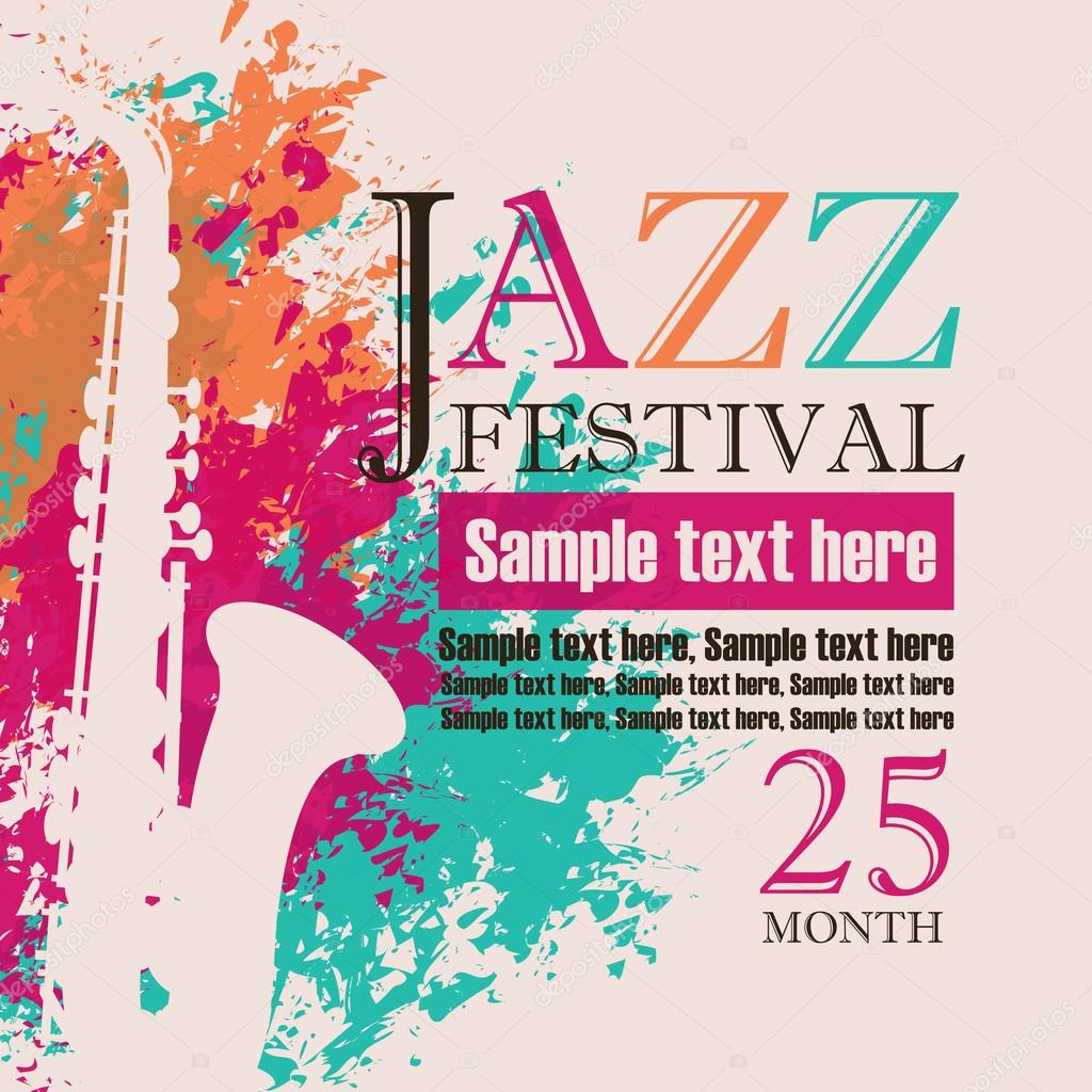 Banner with an saxophone on grungy color background