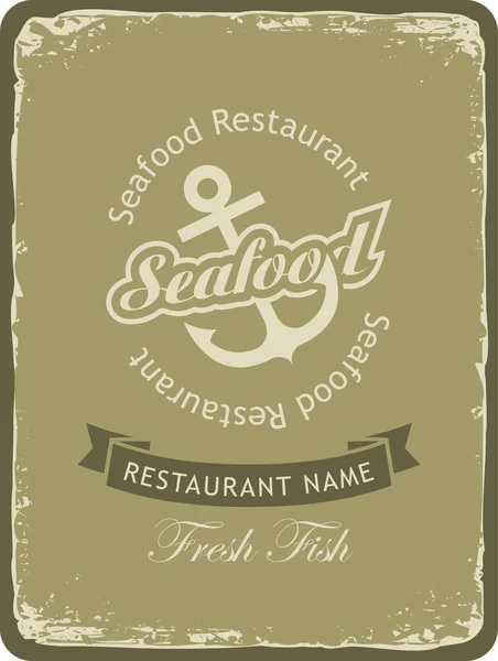 Banner retro para um restaurante de frutos do mar — Vetor de Stock