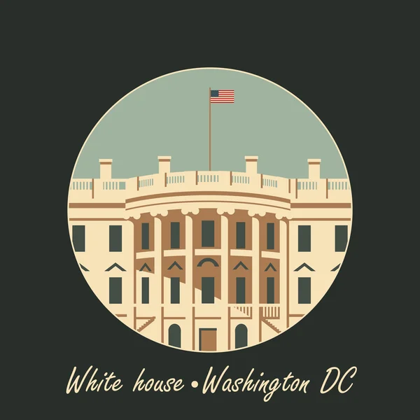 Maison blanche washington DC avec drapeau — Image vectorielle