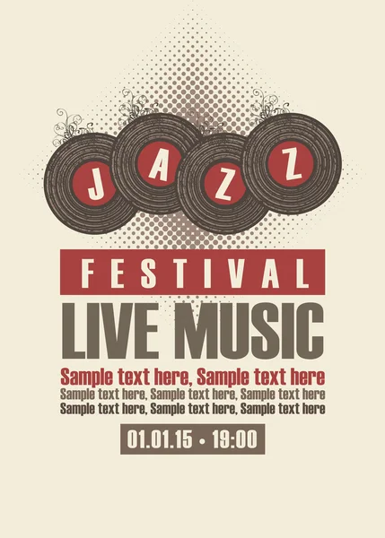 Affiche musicale représentant le festival de jazz — Image vectorielle