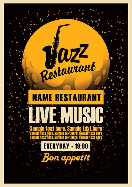 Cartel con saxofón para restaurantes de jazz — Archivo Imágenes Vectoriales