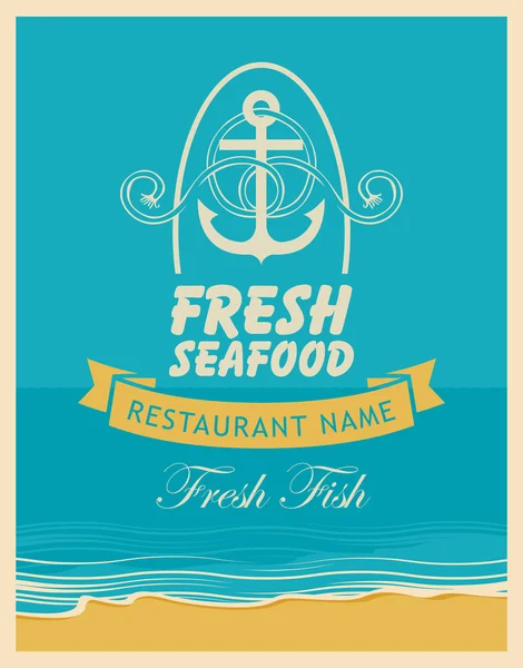 Pancarta para un restaurante de mariscos — Vector de stock