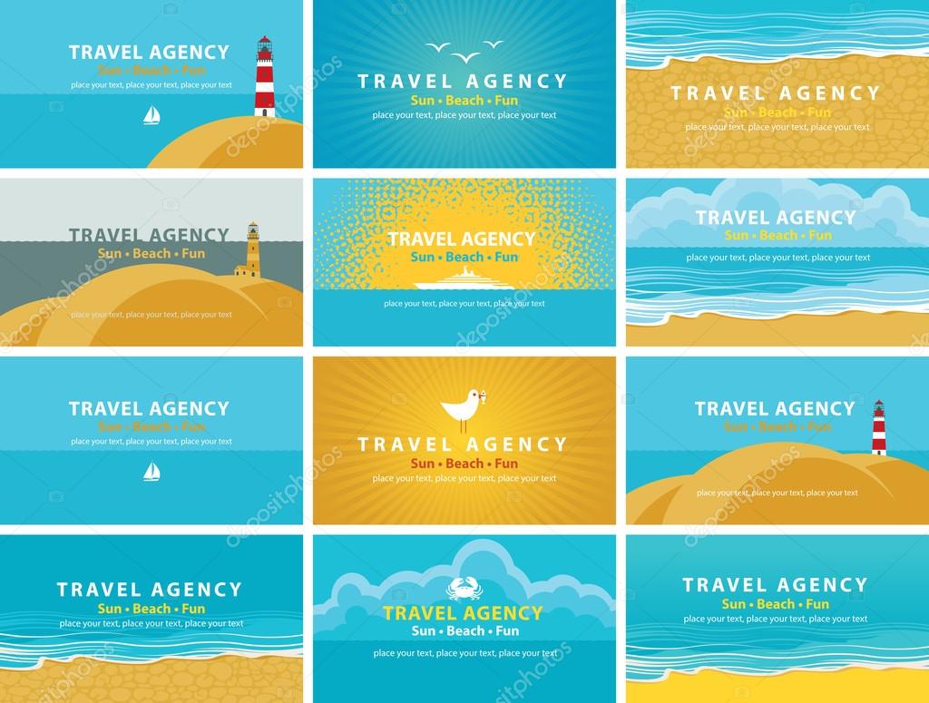 Set of backgrounds for business cards for travel agency business cards for travel agency