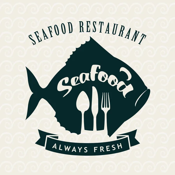 Restaurante de mariscos con pescado — Vector de stock