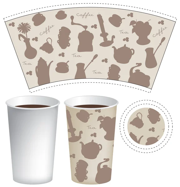 模板纸杯喝咖啡或茶 — 图库矢量图片
