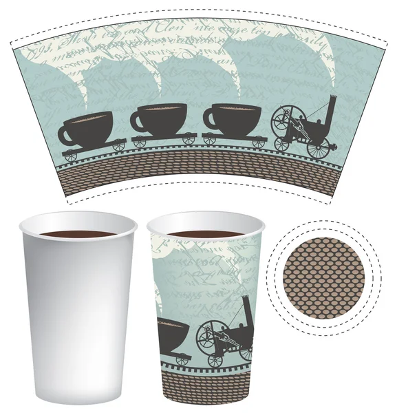 模式纸杯装的茶或咖啡 — 图库矢量图片
