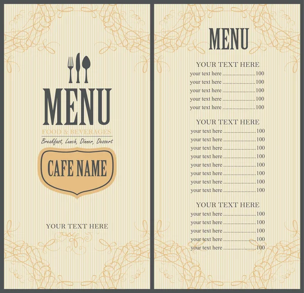 Menu for the restaurant in — Stock Vector