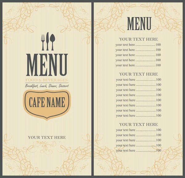 Menu voor het restaurant in — Stockvector