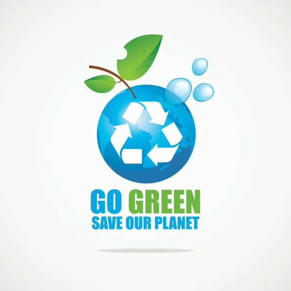 Planeet aarde met Recycling teken — Stockvector