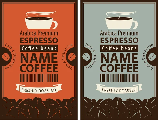 Kahve çekirdekleri için tasarım etiket — Stok Vektör